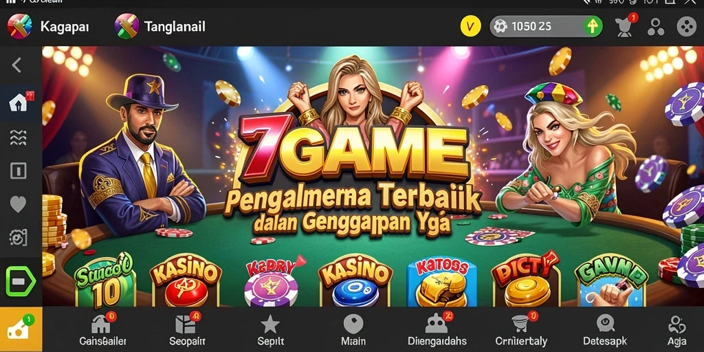 Gameplay seru dan atraktif dari 7GAME dalam aplikasi Kasino.