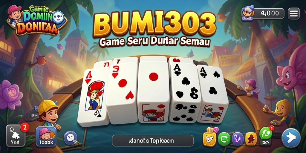Tampilan seru gameplay Domino BUMI303 yang mengasyikkan.
