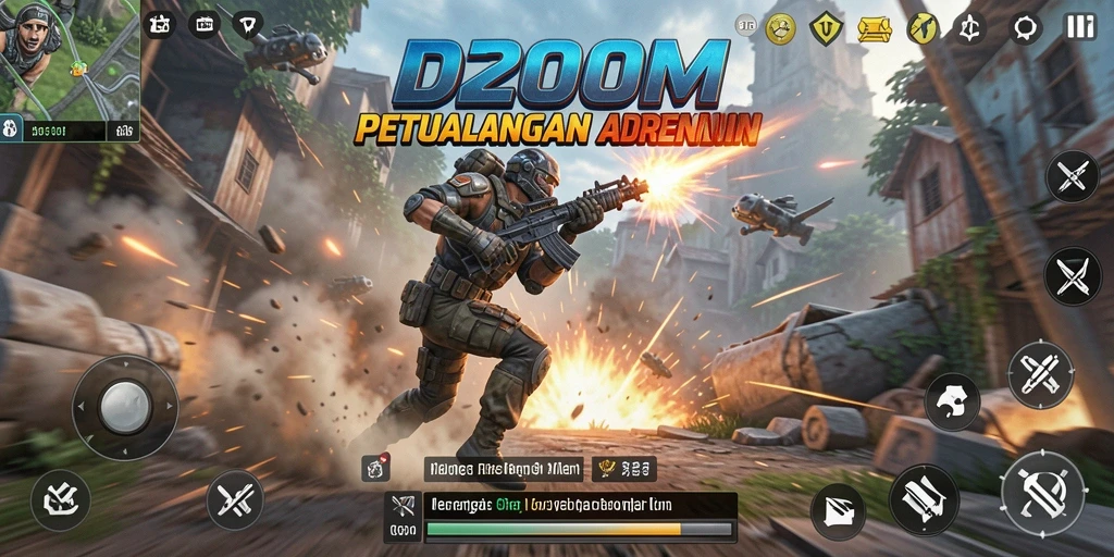 Tampilan gameplay penuh aksi dari D200M dengan pertarungan seru.