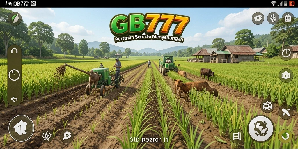 Tangkapan layar gameplay GB777 yang menggambarkan keseruan bertani.