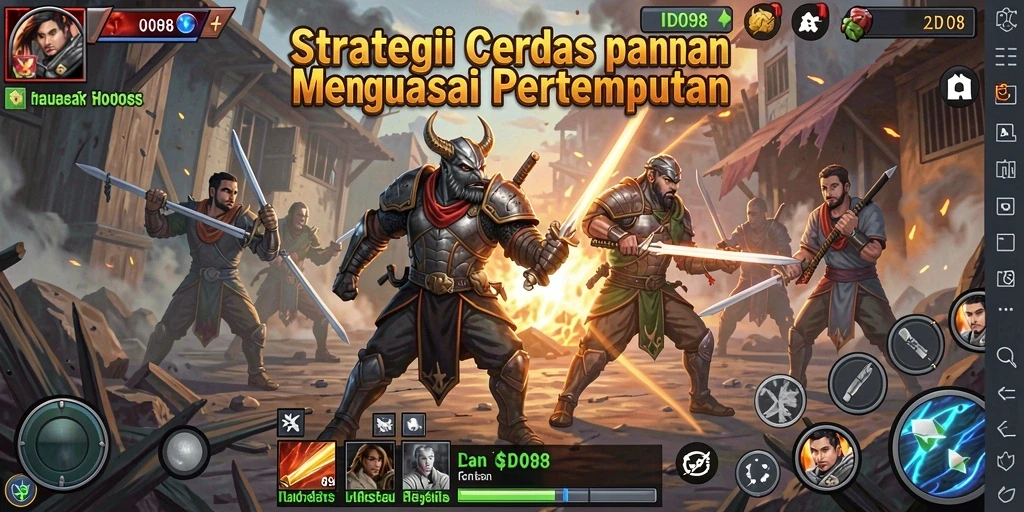 Screenshot gameplay ID098 yang menunjukkan pertempuran strategi epik.