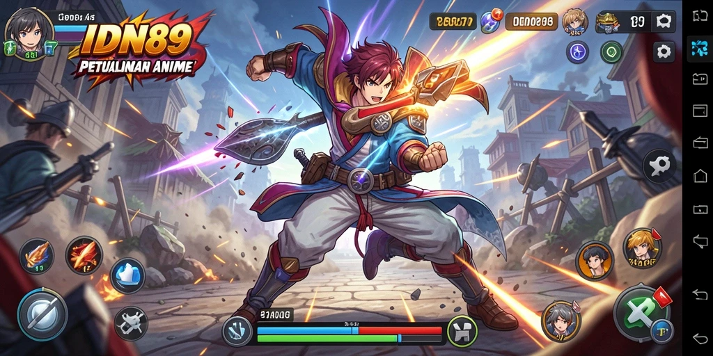 Tangkapan layar gameplay <strong>IDN89</strong> menampilkan aksi karakter anime yang memukau.