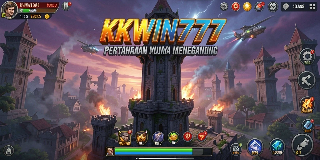 Gameplay menegangkan di KKWIN777 dengan berbagai menara dan musuh.
