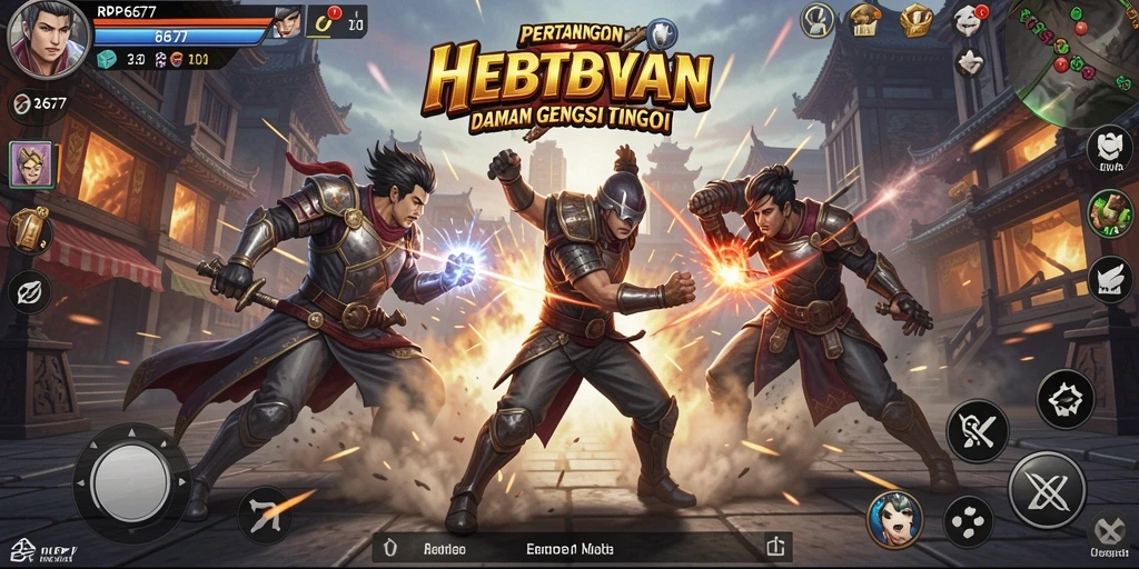Screeshot gameplay dari RP6677 menunjukkan pertarungan yang intens dan dinamis.