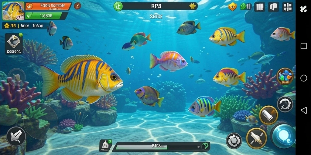 Tampilan menarik dari gameplay Tembak Ikan di RP8.