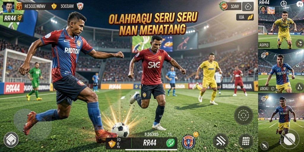 Screenshot utama menampilkan momen seru pertandingan di RR44.