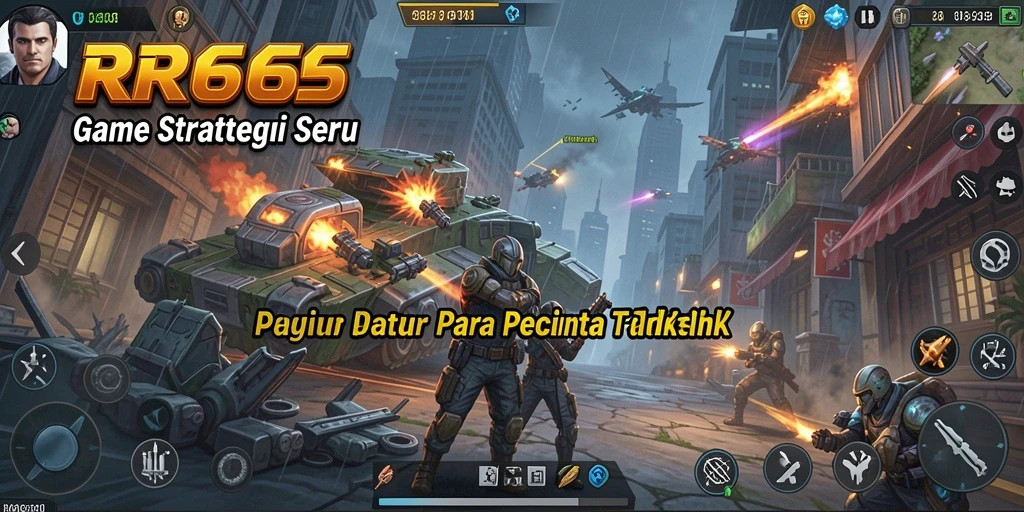 Screenshot utama RR666 menampilkan pertempuran strategi yang intens.