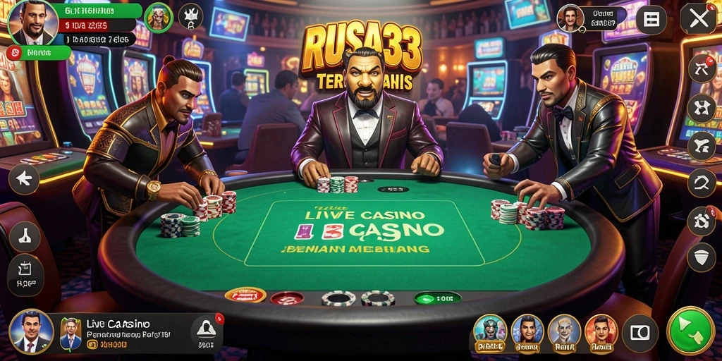 Screenshot RUSA33 menampilkan dealer live dan interaksi menarik dalam permainan casino.