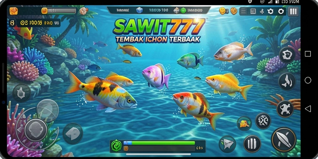 Tampilan gameplay seru dalam SAWIT777 menangkap ikan.