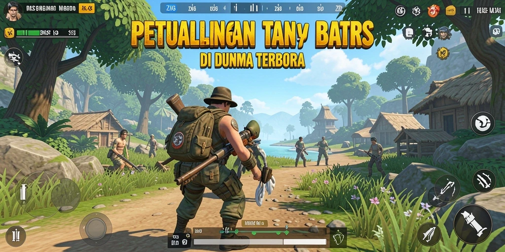 Screenshot gameplay ZK6 menampilkan petualangan di dunia terbuka yang luas.